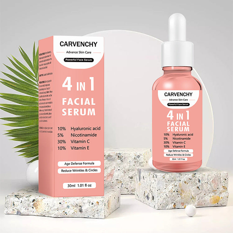 CARVENCHY 4-in-1 Facial Serum – Hyaluronic Acid, Vitamin C & E, Niacinamide for Hydration, Brightening & Anti-Aging
