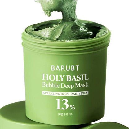 Barubat Holy Basil Bubble Deep Mask – Detoxifying Clay-to-Bubble Cleanser for Deep Pore Purification & Oil Control