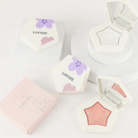 LOFSHE Pentagram Women's Contouring & Highlighter Powder – 3D Glitter Palette for Natural Glow ✨