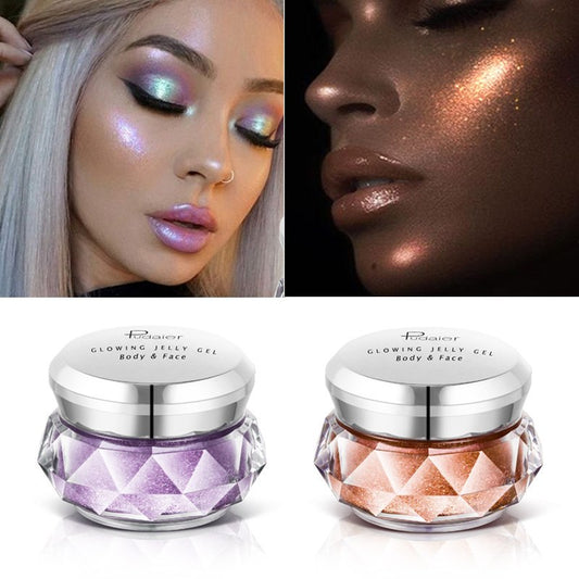 Pudaier Rainbow Highlighter Jelly Gel – 8 Shades Shimmer Glow, Waterproof & Long-Lasting Cream Highlighter