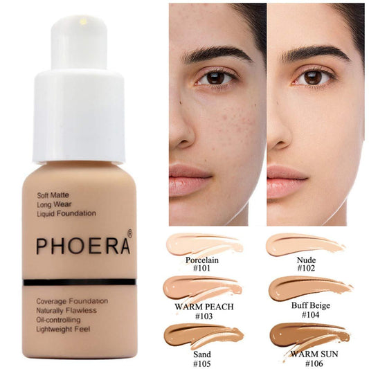 PHOERA Royal Radiance Smoothing Liquid Foundation – Flawless Coverage with Hydrating, Long-Lasting Matte Finish