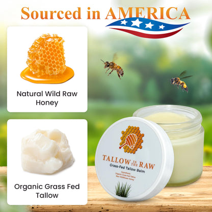 Butter Moisturizer with Grass-Fed Tallow & Raw Honey – Soothing, Hydrating, 100% Organic Whipped Balm for Face & Body (2oz)