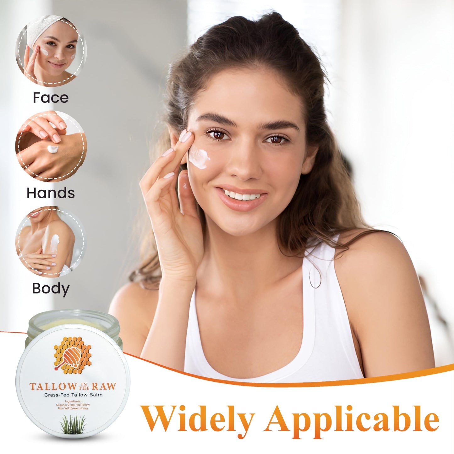 Butter Moisturizer with Grass-Fed Tallow & Raw Honey – Soothing, Hydrating, 100% Organic Whipped Balm for Face & Body (2oz)