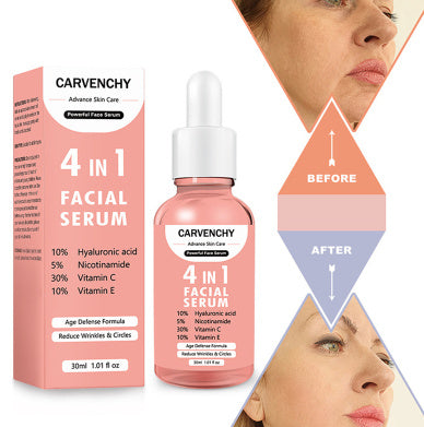 CARVENCHY 4-in-1 Facial Serum – Hyaluronic Acid, Vitamin C & E, Niacinamide for Hydration, Brightening & Anti-Aging