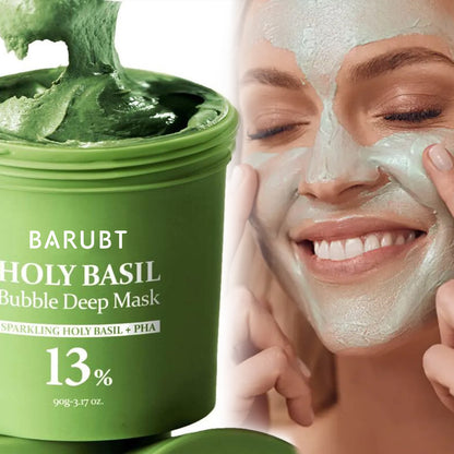 Barubat Holy Basil Bubble Deep Mask – Detoxifying Clay-to-Bubble Cleanser for Deep Pore Purification & Oil Control